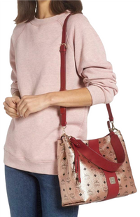 MCM Klara Champagne Gold Visetos Medium Hobo Crossbody Bag MWHBAFO01TC0012
