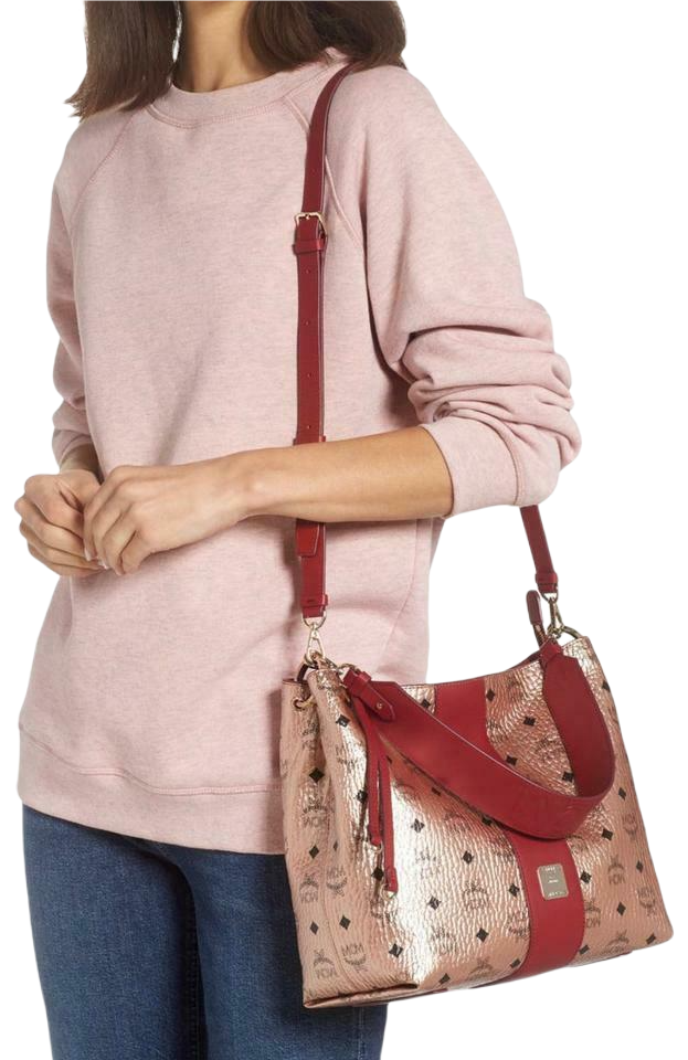 MCM Klara Champagne Gold Visetos Medium Hobo Crossbody Bag MWHBAFO01TC0012