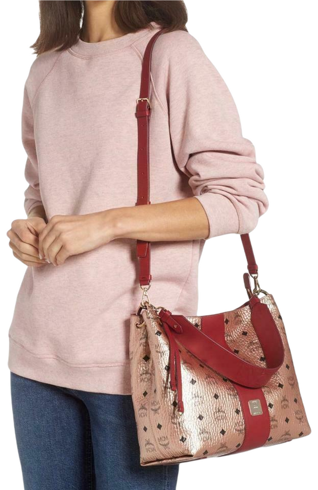 MCM Klara Champagne Gold Visetos Medium Hobo Crossbody Bag MWHBAFO01TC001