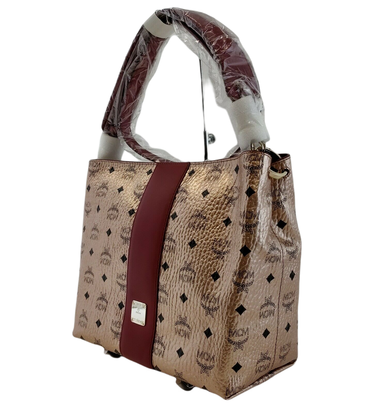 MCM Klara Champagne Gold Visetos Medium Hobo Crossbody Bag MWHBAFO01TC0014