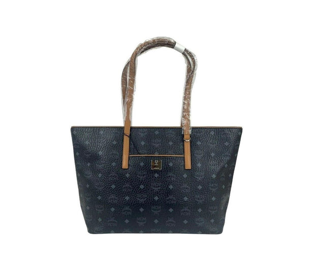 MCM Women's Black Monogram Visetos Medium Shopper Tote Bag MWPASVI07BK001