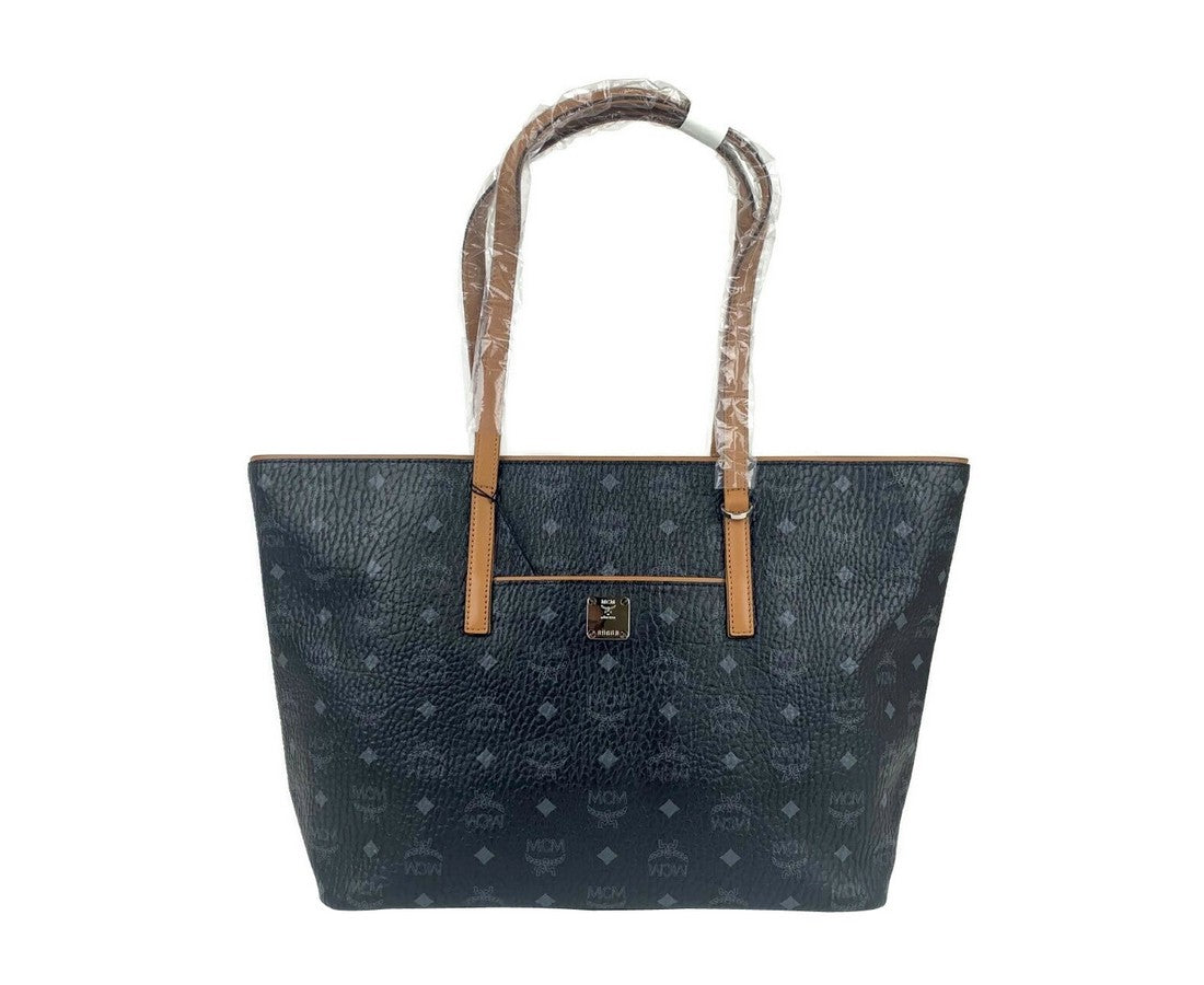 MCM Women's Black Monogram Visetos Medium Shopper Tote Bag MWPASVI07BK001