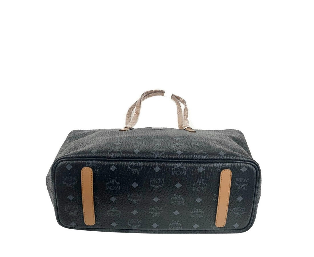 MCM Women's Black Monogram Visetos Medium Shopper Tote Bag MWPASVI07BK001