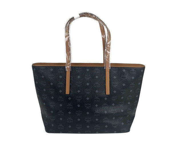 MCM Women's Black Monogram Visetos Medium Shopper Tote Bag MWPASVI07BK001