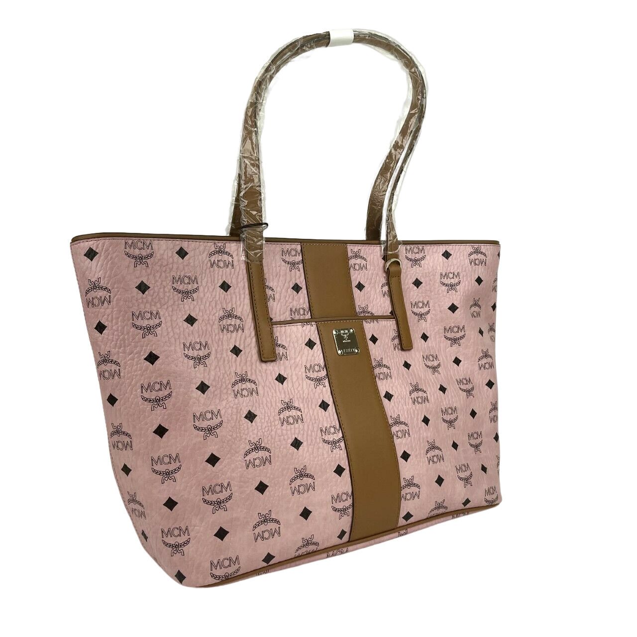 MCM Women's Anya Pink Monogram Visetos Canvas Medium Shopper Tote MWPBAFO01PZ0012