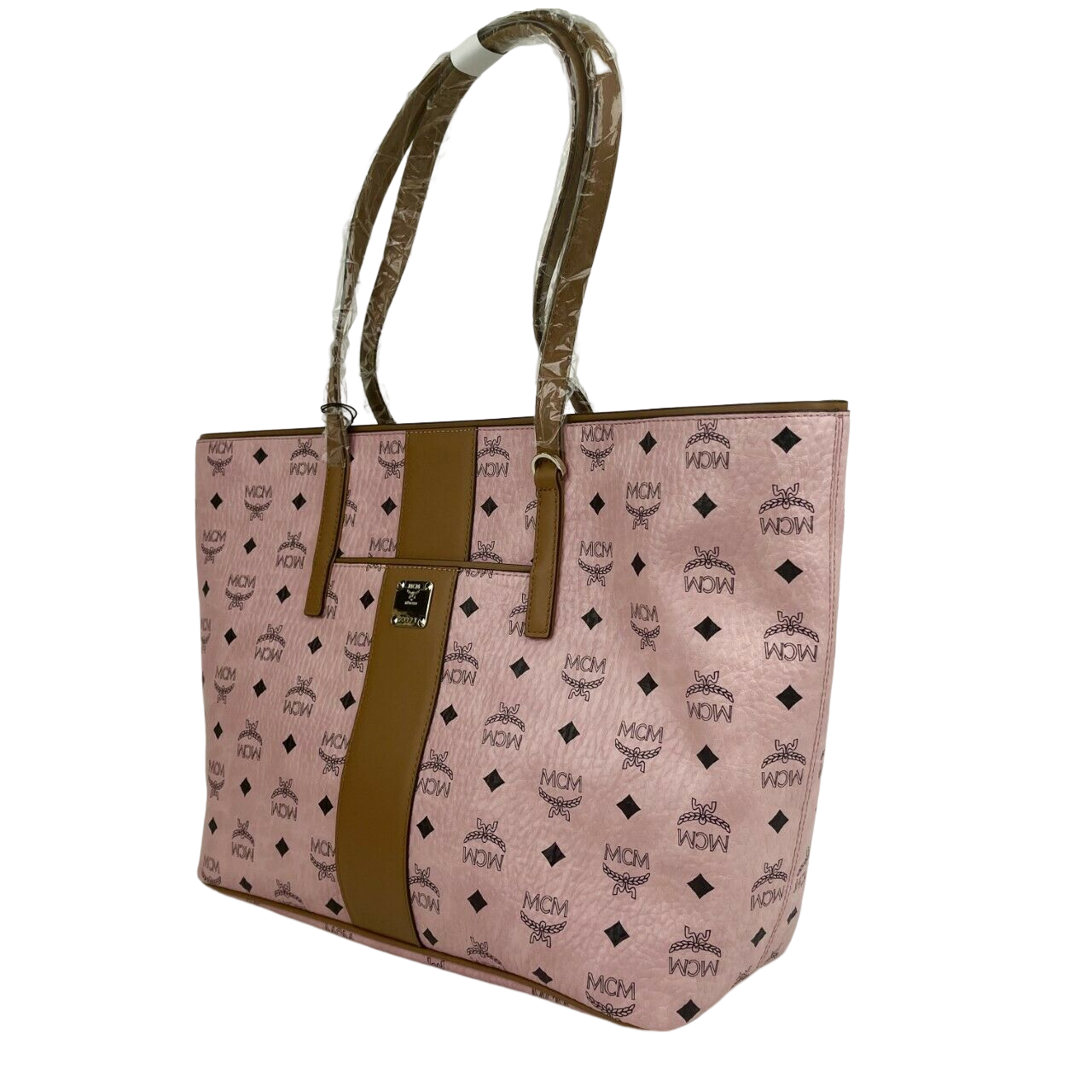 MCM Women's Anya Pink Monogram Visetos Canvas Medium Shopper Tote MWPBAFO01PZ0013