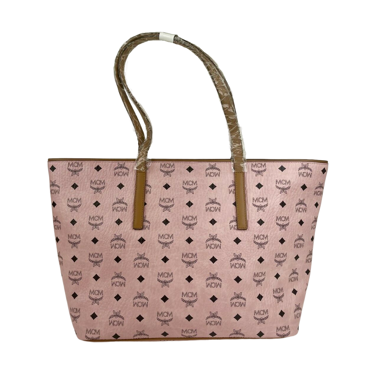 MCM Women's Anya Pink Monogram Visetos Canvas Medium Shopper Tote MWPBAFO01PZ0014