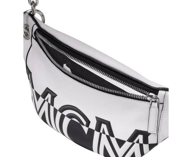 MCM Women's Black / White Contrast Leather Mini Crossbody Chain Bag MWR9ACL12WT001