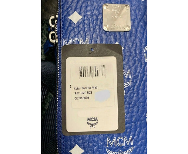 MCM Men's Blue White Visetos Crossbody Camera Bag MWRASVI02H1001