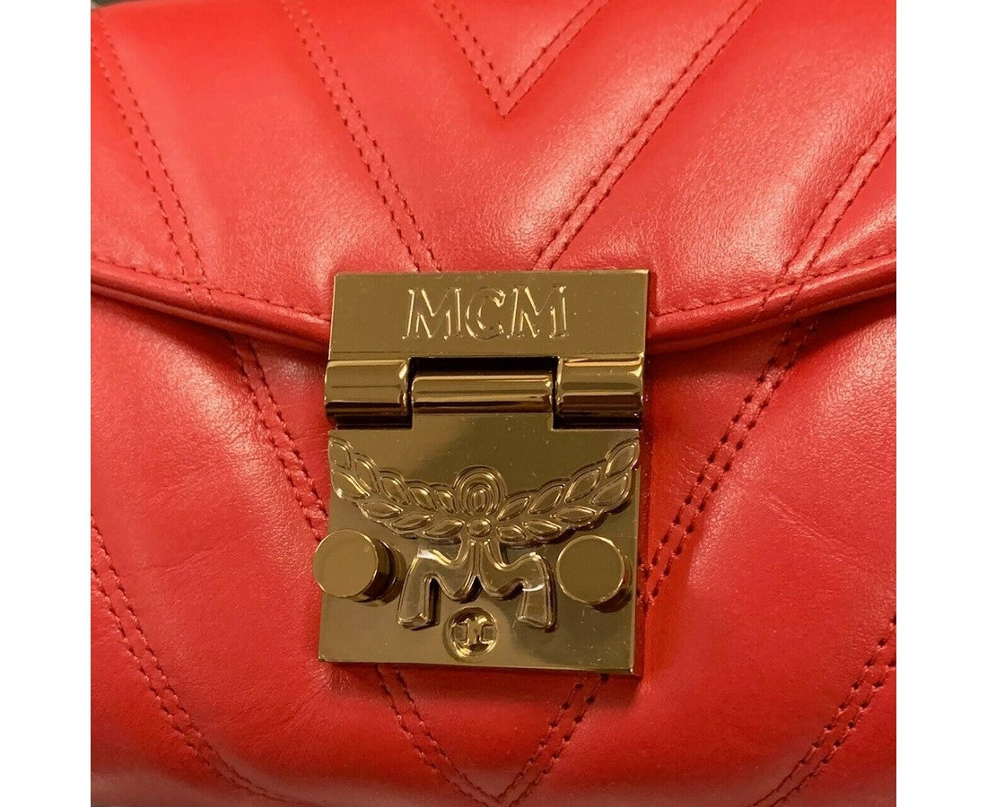 MCM Women's Patricia Red Quilted Leather Crossbody Belt Bag MWZ9APA83RU001