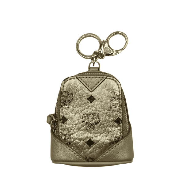 Mcm Backpack Charm with Crossbody Strap in Visetos Berlin Gold
