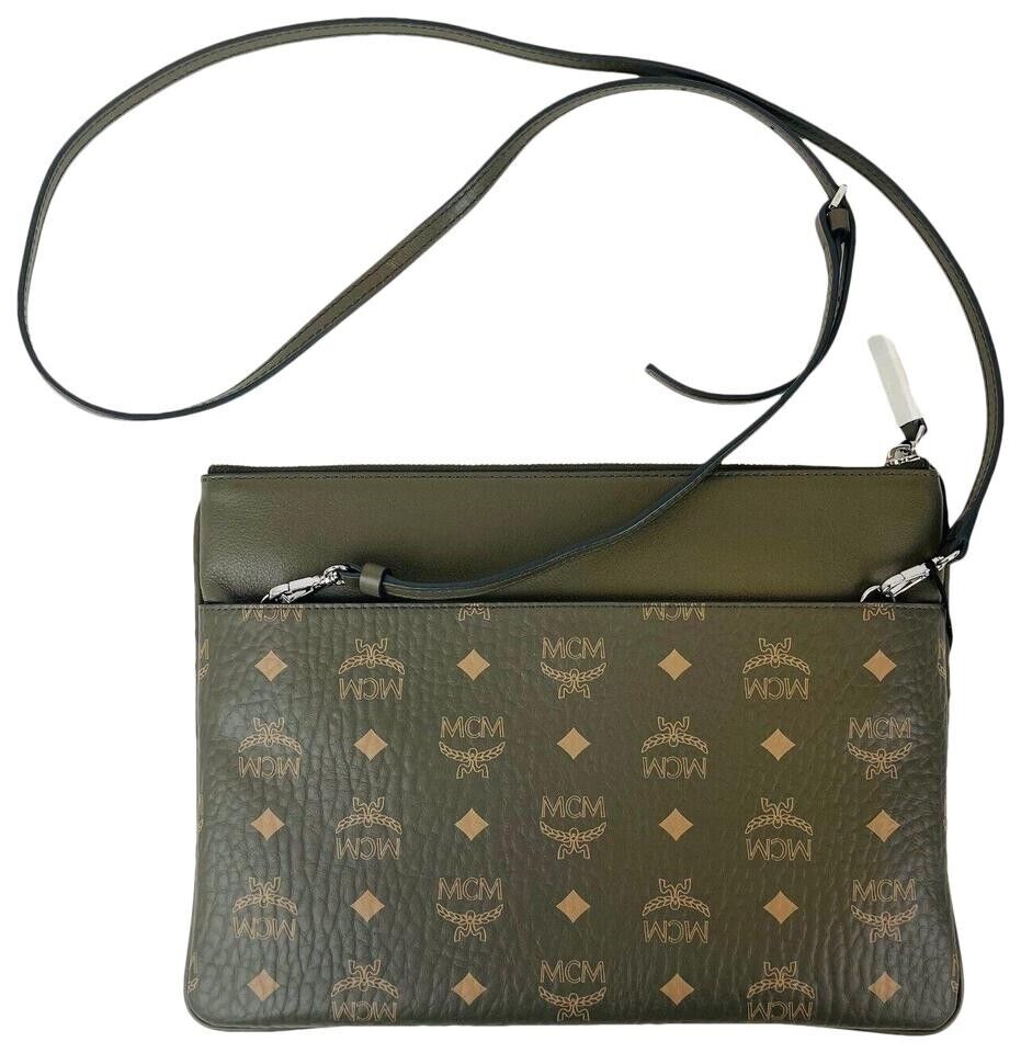 MCM Women Green Sea Turtle Visetos Coated Canvas Crossbody Bag MYZCATA08JH0011