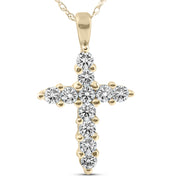 1/2ct Yellow Gold Diamond Cross Pendant 14K Necklace (3/4 inch tall)