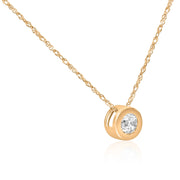 G/VS 14K Gold 1/4ct Round Lab Created Diamond Solitaire Bezel Pendant Necklace