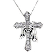 1/4ct Real Diamond Fancy Cross Pendant 14K Necklace