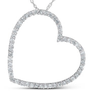 2ct Heart Shaped HUGE Diamond Pendant Necklace 10k White Gold