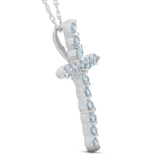 3/8ct Real Diamond Cross Pendant 14k White Gold Necklace