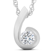 1/4CT Diamond Round Solitaire Pendant & Necklace 14k White Gold