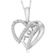 Diamond MOM Heart Pendant in White, Yellow, or Rose Gold Includes 18" Necklace
