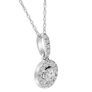14K 1/3ct Floating Solitaire Pave Round Diamond Pendant