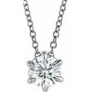 14K White Gold 3/4ct Floating Solitaire Round Diamond Pendant 18" Necklace