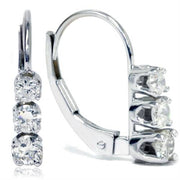 7/8ct 3 Stone Diamond Earrings & Pendant Set 14K White Gold