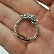 G SI 2ct Vintage Three Stone Princess Cut Diamond Engagement Ring 14K White Gold
