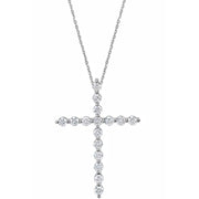 5/8 Ct Diamond Cross Pendant Necklace 18" 10k White Gold 1" Tall