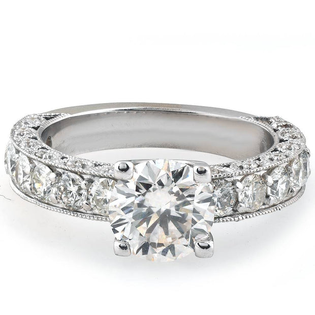 3.50ct Diamond Vintage Engagement Ring Large (1.50ct center) White Gold Enhanced