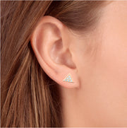 14k Rose Gold Triangle Pave .12Ct Diamond Delicate Spike Studs Womens Earrings