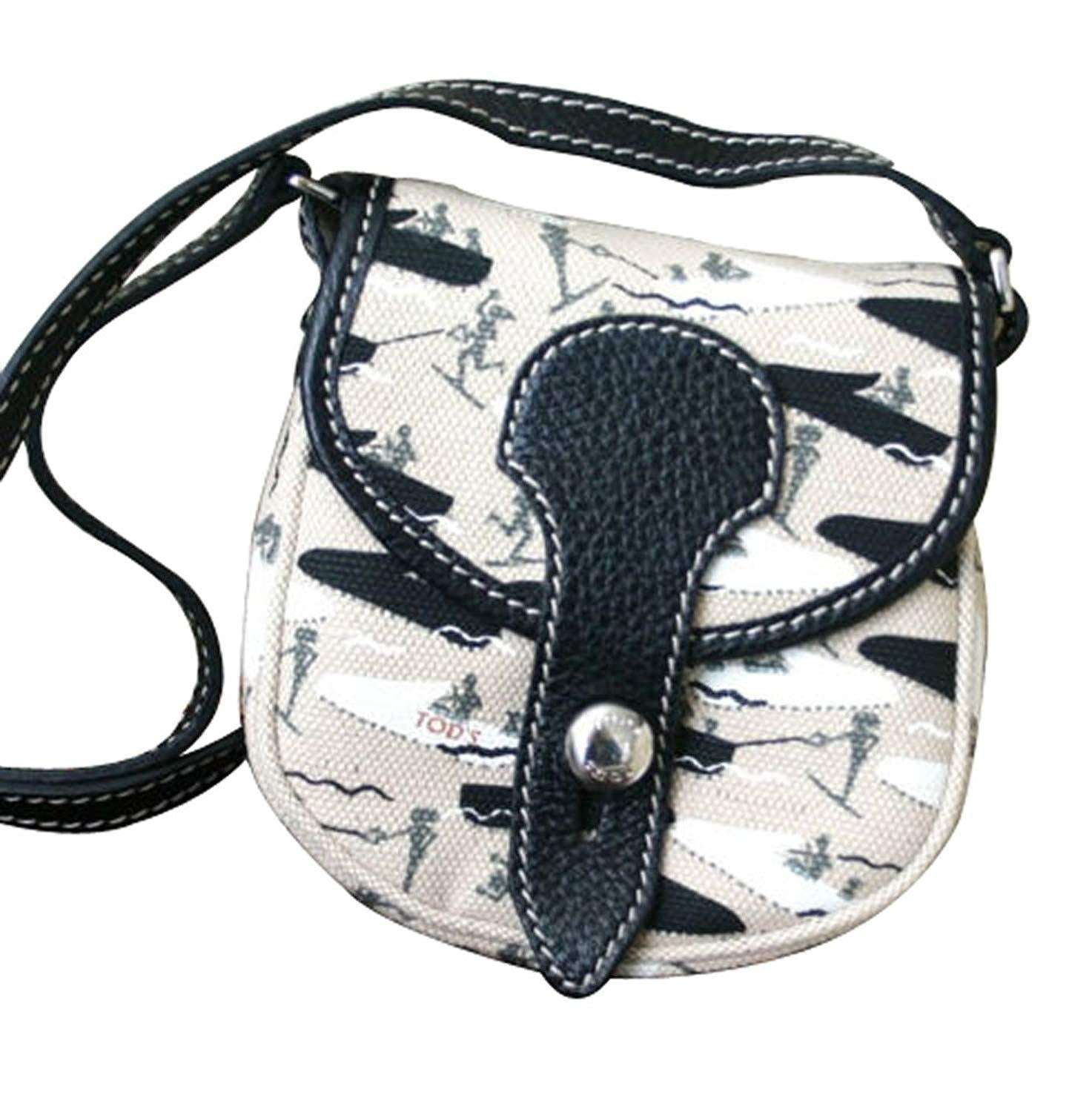 Tods Women's Multi-color Canvas Black Trim Cross Body Messenger Bag Small Handbag1