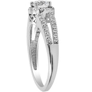 1 ct Halo Round Diamond Engagement Ring 14K White Gold Brilliant Cut Solitaire