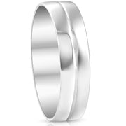 Mens 10k White Gold 6MM Polished Dome Carved Wedding Band Comfort Fit Ring