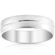 Mens 10k White Gold 6MM Polished Dome Carved Wedding Band Comfort Fit Ring