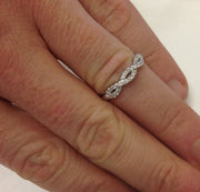 1/4ct Infinity Diamond Stackable Women's Wedding Ring 14K White Gold Band