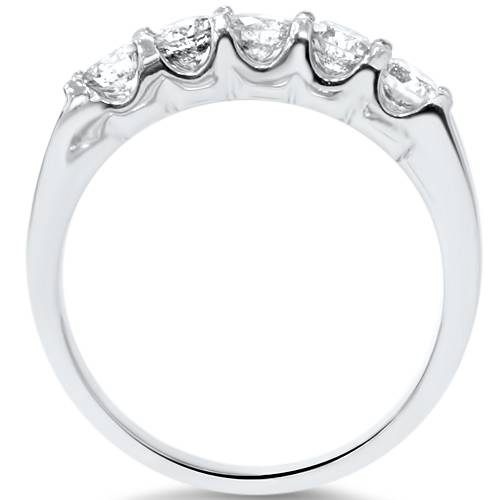 3/4ct U Shape Five Stone Diamond Wedding Ring 14K White Gold