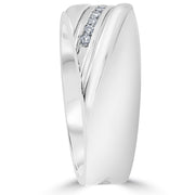 1/6 Ct Men's Diamond Wedding Channel Set Ring 10K White Gold High Polished