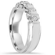 Mens SI 1/5ct Diamond Wedding White Gold 14K New Ring
