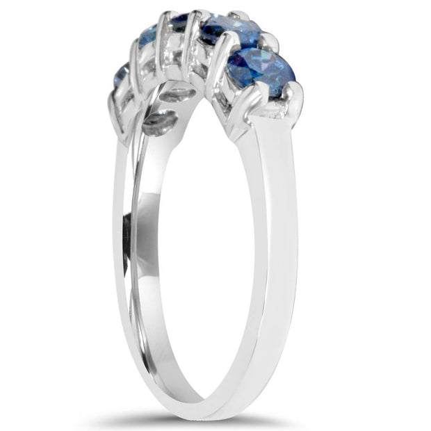 3/4ct Blue Diamond Wedding Ring 14K White Gold