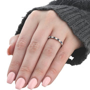 1/2Ct Blue Sapphire & Diamond Wedding Ring 10K White Gold