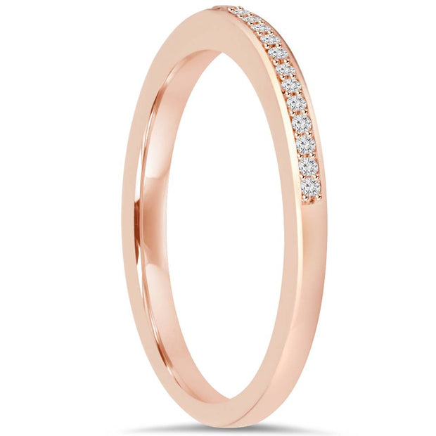 G SI 1/10Ct Diamond Wedding Ring 14K Rose Gold Lab Grown Eco Friendly