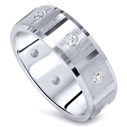 Mens 1ct Diamond Comfort Fit Wedding White Gold Ring