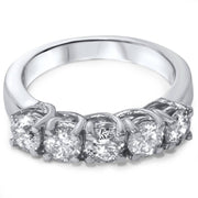 1 1/2ct Five Stone Trellis Diamond Wedding Ring 14K White Gold