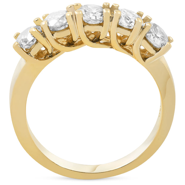 1 1/2ct Real Diamond Wedding Anniversary 14K Yellow Gold Ring
