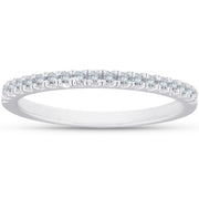 1/4 cttw Diamond Stackable Womens Wedding Ring 10k White Gold