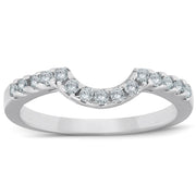 1/4ct Curved Diamond Notched Wedding Ring Enhancer 14K White Gold