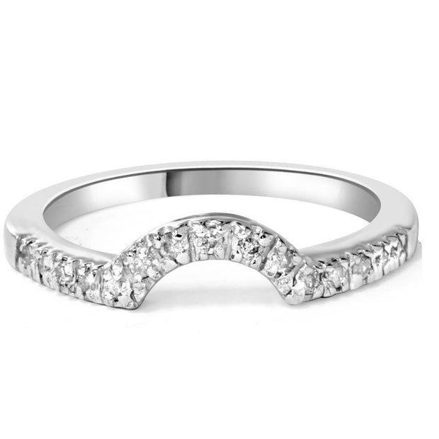 1/4ct Curved Diamond Notched Wedding Ring Enhancer 14K White Gold