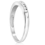 1/4ct Diamond 10k White Gold Wedding Stackable Ring Womens Channel Set Band