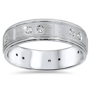 1/4ct Mens Diamond 6mm Wedding Ring 14K White Gold