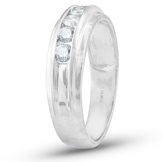 1/2 Ct Diamond Mens Wedding Ring 10k White Gold